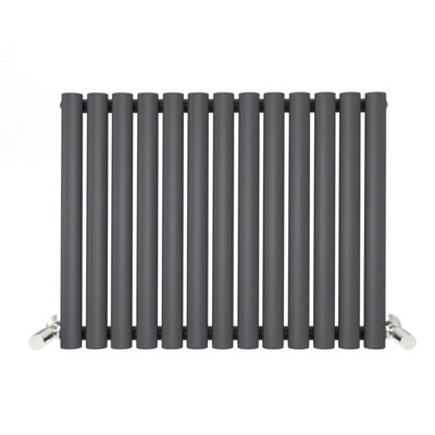 Anthracite Oval Tube 600x767mm Horizontal Single Panel Heated Towel Radiator