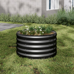 Anthracite Round Metal Raised Bed Galvanized Raised Planter Box Outdoor Raised Garden Bed Kit