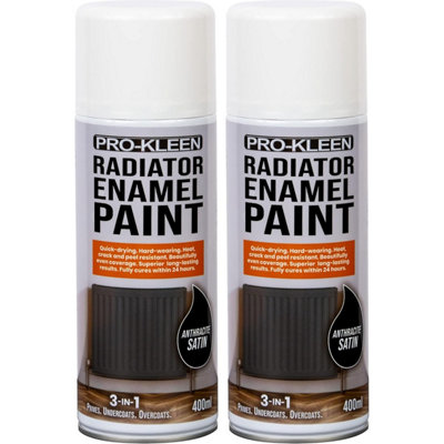 Anthracite Satin Heat Resistant Radiator Enamel Paint 400ml x2