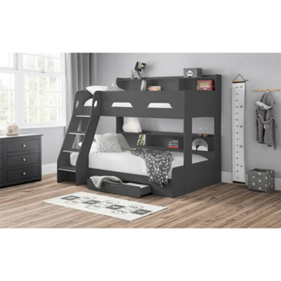 Anthracite Triple Sleeper Book Case Bunk Bed 3ft (90cm) | DIY at B&Q