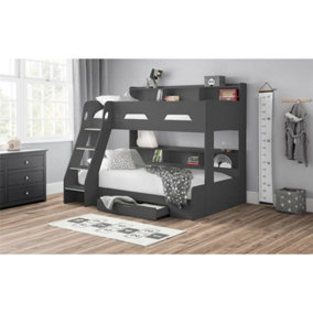 Anthracite Triple Sleeper Book Case Bunk Bed 3ft (90cm)