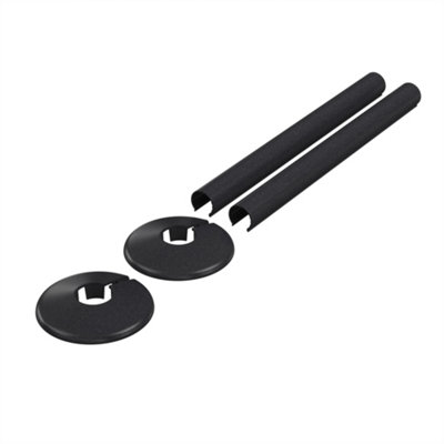 Anthracite uPVC Clip-On Radiator Pipe Covers & Collars - 15mm (2 Pack)