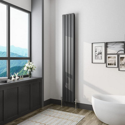 Anthracite Vertical Radiator Double Flat Pannel (H)1800mm (W)272mm 3755 BTU Steel Compatible for Central Heating System