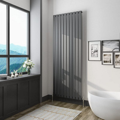 Anthracite Vertical Radiator Single Flat Pannel (H)1800mm (W)680mm 5167 BTU Steel Compatible for Central Heating System