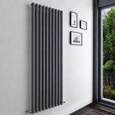 Anthracite Vertical Radiator Single Oval Column (H)1800mm (W)590mm 6260 ...