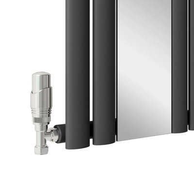 ANTHRACITE VERTICAL RADIATOR SINGLE OVAL COLUMN MIRROR RADIATOR 1800X381MM