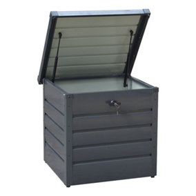 Anthracite Waterproof Metal Outdoor Garden Storage Box Lockable Flat Top 200 L