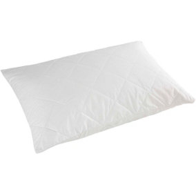 Anti-Allergy Polycotton Pillow Protector - Diamond Quilted Padded Cover with Hollowfibre Fill - Standard Size, Measures 70 x 50cm