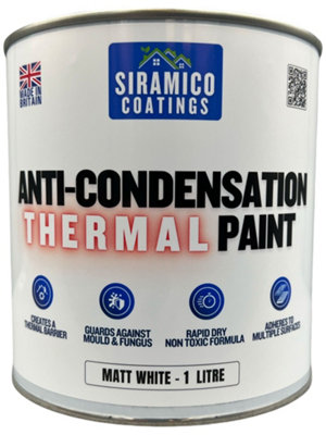 ANTI CONDENSATION PAINT 1 L MATT WHITE - Thermal Insulation Paint - Mould Resistant Paint - Water Based Non Toxic Formula