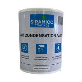 ANTI CONDENSATION PAINT 1 L MATT WHITE - Thermal Insulation Paint - Mould Resistant Paint - Water Based Non Toxic Formula