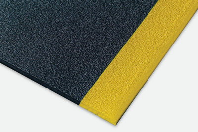 Anti-Fatigue Mat Industrial Safety Edge Kumfi Pebble 90 x 150cm Black/Yellow
