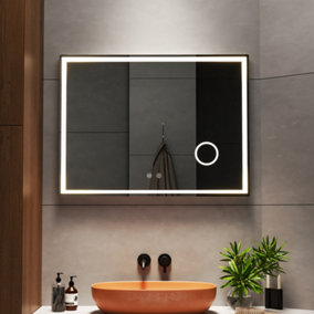 Anti-Fog Dimmable LED Vanity Bathroom Mirror with Magnifier 60x80cm
