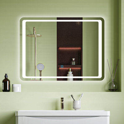 Anti Fog LED Bathroom Mirror Touch Switch Cool White Light Wall Mounted
