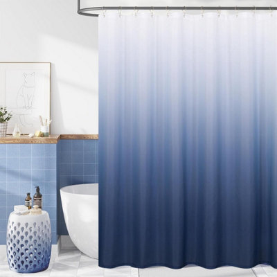 Anti-mold shower curtain, Navy blue, Ombre color, Waterproof, Easy to ...