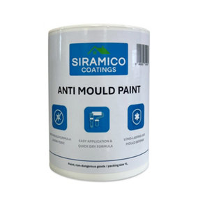 Anti Mould Paint - 1 Litre - Matt White - 10 Year Anti Mould Resistance - Quick Drying, Waterbased & No Odour