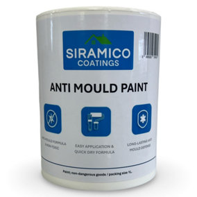 ANTI MOULD PAINT 1L - 10 Year Anti Mould Paint - WHITE - QUICK DRY - WATERBASED - NO ODOUR