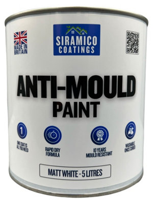 Anti-Mould Paint - 5 Litre - Superior 10 Year Anti-Mould Resistant Paint for Bathrooms, Kitchens, Walls and Ceilings