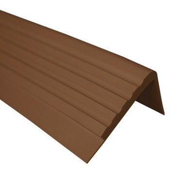 Anti non slip stair nosing rubber angle step edge trim PVC RO 90cm brown