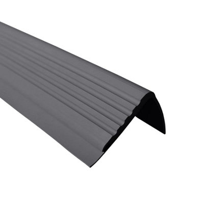 Anti non slip stair PVC nosing rubber angle step edge trim PMW 90cm dark gray