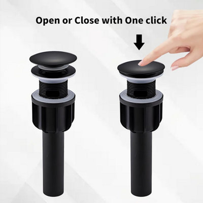 Anti-overflow drain for bathroom sink, black push-button anti-overflow ...