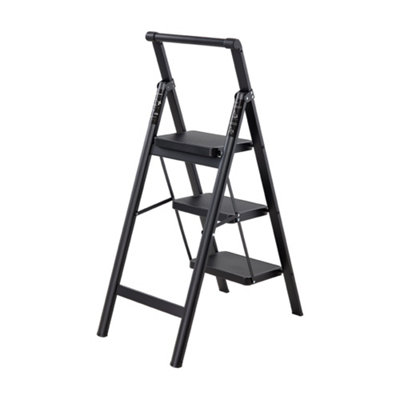 Anti-Slip 3 Step Ladder with Wide Pedals 150kg Max Capacity