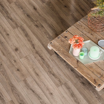 Anti-Slip Brown Wood Effect Vinyl Sheet For LivingRoom DiningRoom Hallways Conservatory And Kitchen Use-9m X 2m (18m²)