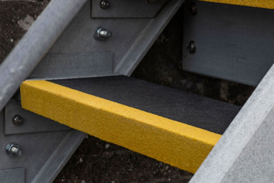 Anti-Slip GRP Stair Treads 55mm x 345mm x 1.2m Black/Yellow