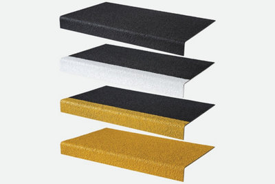 Anti-Slip GRP Stair Treads 55mm x 345mm x 600mm Black/Yellow