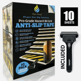 Anti Slip Hazard Warning Tape Pre Cut Sheets 150mm x 610mm  10x Pack