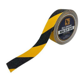 Anti-Slip Hazard Warning Tape - (Yellow & Black) - 18m x 50mm