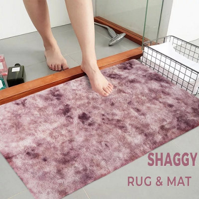 Anti Slip Soft Mat Shaggy  Fluffy Pink Bath Tub & Door Mats