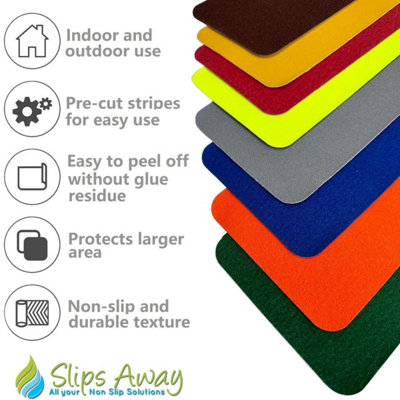 Anti Slip Tape Tread Cleats Pre Cut Tiles 150mm x 610mm -  FLUORESCENT YELLOW