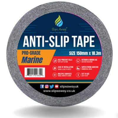 Anti Slip Waterproof Resistant Marine Safety-Grip Non Skid Tape perfect for Boats -Grey 150mm x 18.3m