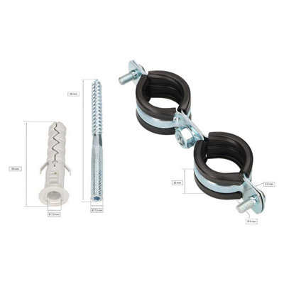 Anti Vibration Double Metal Pipe Clips Clamps Rubber Lined for 25-30mm ...