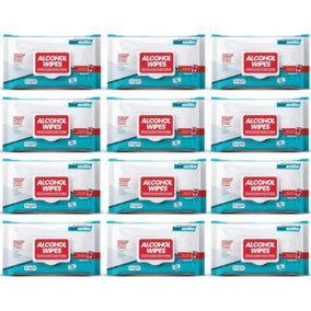 Antibacterial 70%  Wipes for Hand Sanitising and Surface Cleaning: 12x 70 Packs