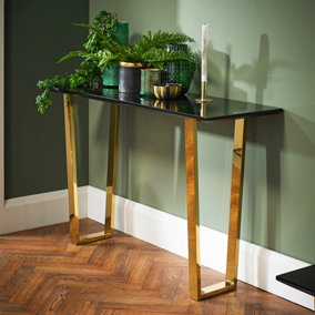 Antibes Glass Console Table With Gold Legs