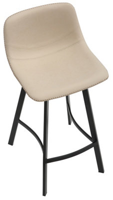 Antico Faux Leather Kitchen Bar Stool, Matt Black Fixed Height Legs ...