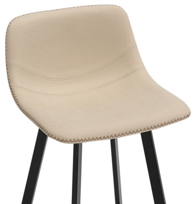 Antico Faux Leather Kitchen Bar Stool, Matt Black Fixed Height Legs ...