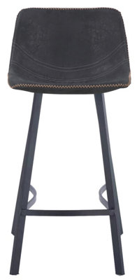 Antico Kitchen Bar Stool, Single, Faux Leather Seat, Metal Leg Fixed ...
