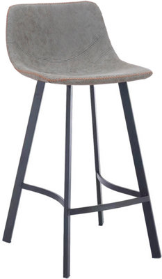 Antico Single Kitchen Bar Stool, Powder-Coated Stainless Steel Legs With Footrest, Breakfast Bar & Home Barstool, Grey