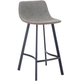 Antico Single Kitchen Bar Stool, Powder-Coated Stainless Steel Legs With Footrest, Breakfast Bar & Home Barstool, Grey