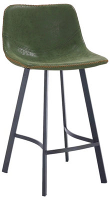 Antico Single Kitchen Bar Stool, Powder-Coated Stainless Steel Legs With Footrest, Breakfast Bar & Home Barstool, Sage Green