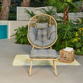 Antigua Egg Chair with Footstool, Natural