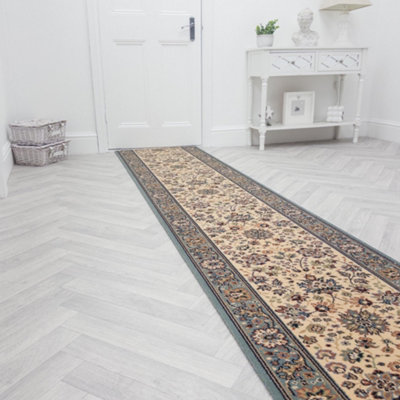 Antika Green 250608 Hall Runner 480cm x 66cm - Hardwearing Cut to Size Rug