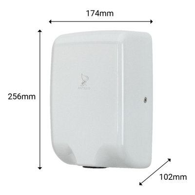 Antillo Slim Hand Dryer with White Steel Cover