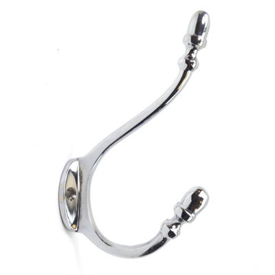Antique Acorn Design Polished Chrome Finish Coat Hook - 5" / 130mm - Pack of 5 Hooks