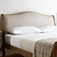 Antique Amelia Rustic Oak Bed Frame - LFE - Upholstered Headboard - Double Bed Frame Only