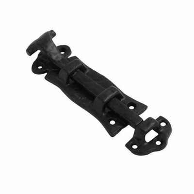 Antique Black Door Bolt Scroll Style Surface Mounted Sliding Lock 200mm Straight Lock Bolt for Sliding Doors Gates & Cabinet (1pc)