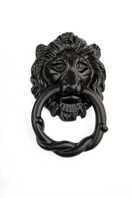 ANTIQUE BLACK LION HEAD DOOR KNOCKER