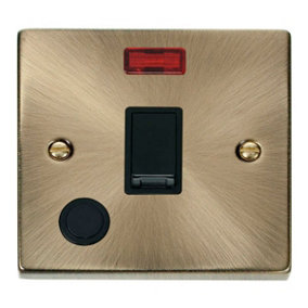 Antique Brass 1 Gang 20A DP Switch With Flex With Neon - Black Trim - SE Home